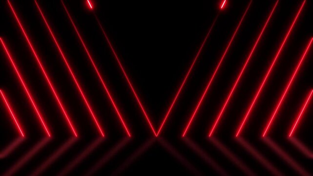 Bright neon red stripes abstract 2d motion background. Seamless looping animation. 4K footage lazer light animation. .