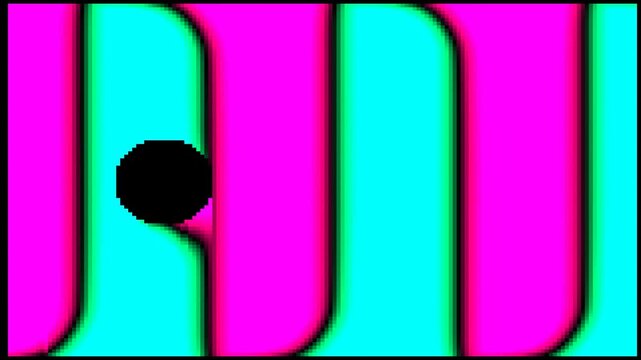 Abstract Pixelated Waves: Magenta & Cyan Field with Black Anomaly Glitch