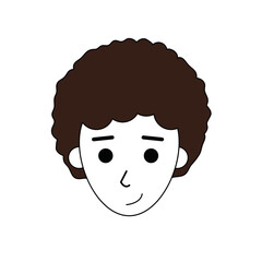 Young Man Face Avatar with Curly Hair Illustration
