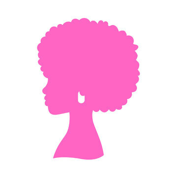 Pink Afro Hair Woman Silhouette Illustration