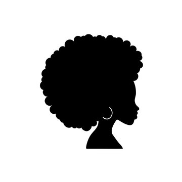 Woman with Afro Hairstyle Silhouette Illustration