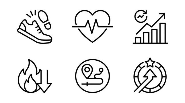 Fitness and Wellness Line Icon Set for Health Tracking