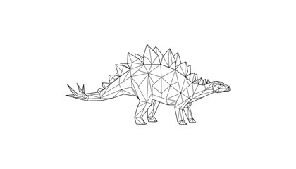 Abstract Low Poly Geometric Stegosaurus Dinosaur Line Art Illustration for Futuristic Tech Branding Creative Logo Designs and Tattoos © ajgar