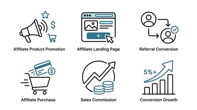 Affiliate Marketing and Sales Conversion Icon Set