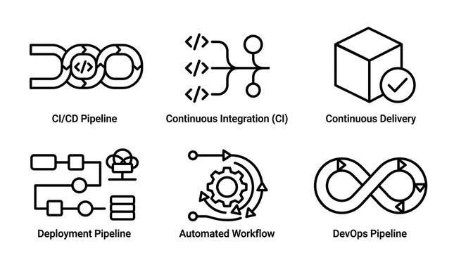 DevOps CI CD Pipeline and Automation Icon Set