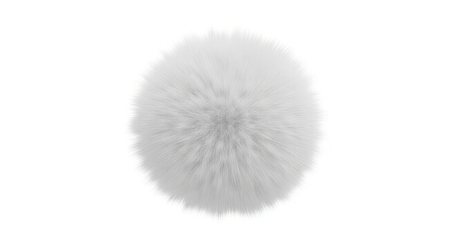 Fluffy White Pom Pom Isolated on White Background