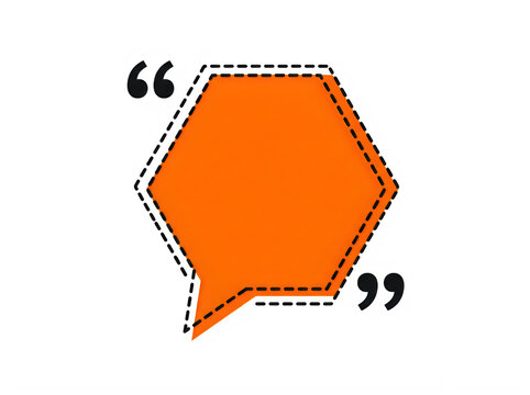 Orange speech bubble icon with quotation marks for communication and feedback concepts
