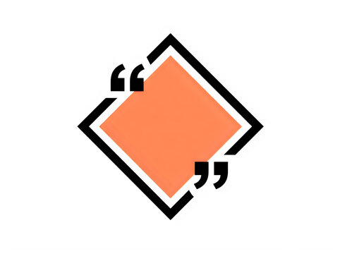 Orange diamond shape quote bubble icon with black outline for text and graphic design