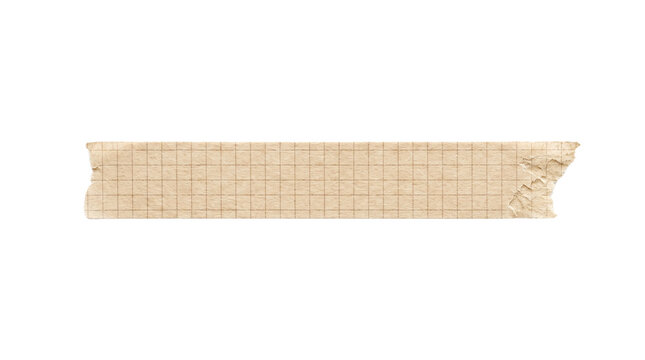 A single strip of beige grid pattern washi tape isolated on transparent background
