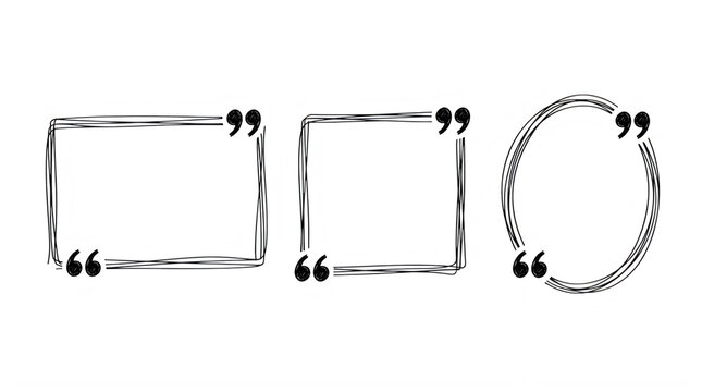 Hand drawn quote bubble frames with quotation marks for text boxes and social media posts