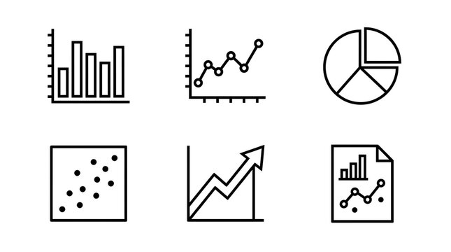 Minimalist Business Data Chart and Graph Line Icon Set