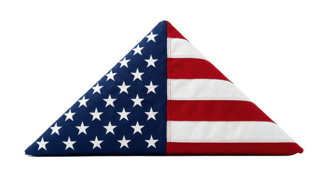Folded american flag isolated on transparent background