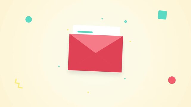 Email Delivery Confirmation with Red Envelope and Check Mark in a Minimal Motion Graphic