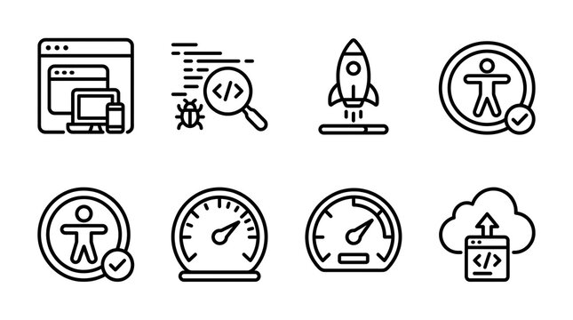 Software Development and Web Design Outline Icon Collection
