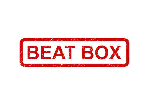 Red beat box grunge rubber stamp seal