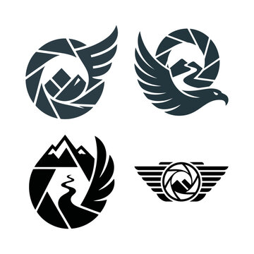 Abstract camera shutter speed icon designs
