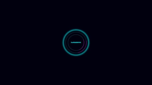 Futuristic UI Element: Concentric Neon Rings with Hex Code on Dark