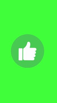 Animated green thumbs up like icon for positive feedback, social media engagement, approval, recommendations, customer reviews, and interactive digital content.

