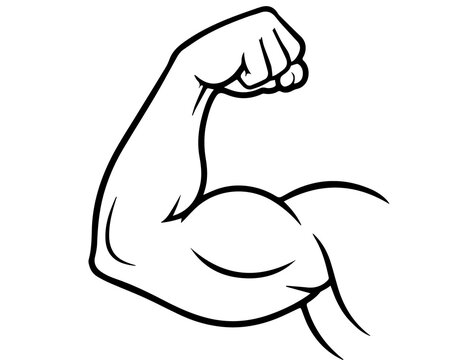 Strong Arm Muscle Flexing Bicep Line Art Illustration