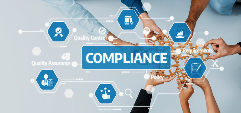 A diverse group of hands joining together to symbolically represent teamwork in compliance and quality assurance, emphasizing the importance of collaboration in achieving business success. Amity