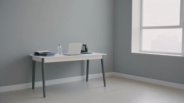 modern minimalist office interior walkthrough sequence
