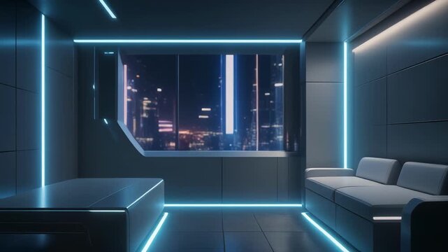 Modern office interior with empty chairs and windows view