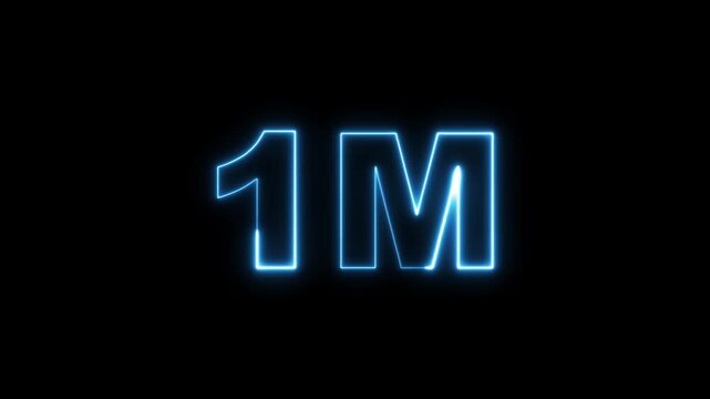 Glowing Neon 1M Milestone Text Animation on Dark Background