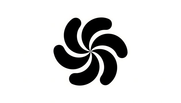 Minimalist black geometric spiral symbol on white background