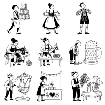 Oktoberfest preparations 9 psc vector icon set isolated