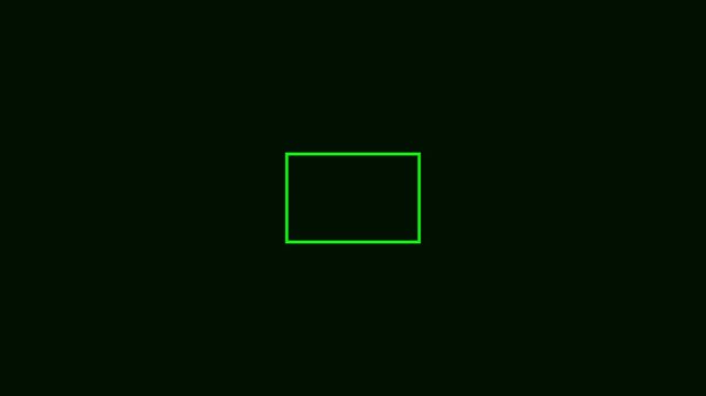 Minimalist Green Rectangle Outline on Dark Monitor Background