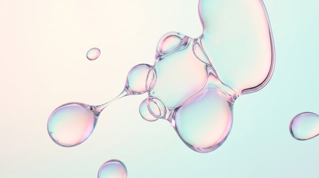 Macro View of Transparent Serum Bubbles for Skincare Concept