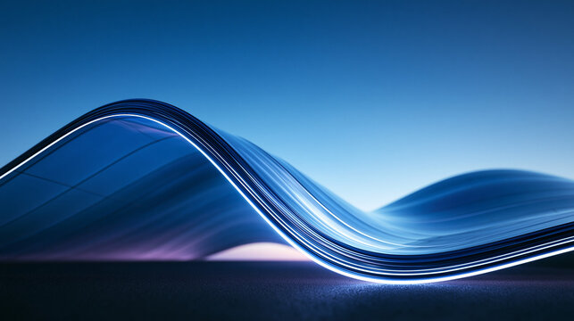Abstract Futuristic Blue Wave Background with Glowing Light Line