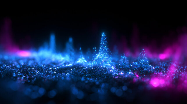 Abstract Futuristic Glowing Digital Data Particles Background