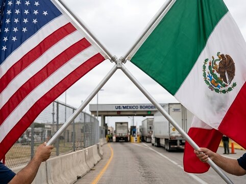 USA and Mexico. Bilateral trade, cross border commerce, supply chain connections, economic partnership, and North American international relations