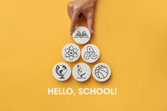 Hello School Education Concept with Academic Subject Icons
