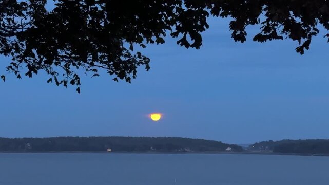 Golden Moon Soft Cloud Horizon Casco Bay Portland ME
