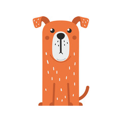 A cute orange dog with floppy ears. Flat vector illustration isolated on a transparent background. Suitable for pet stores, veterinary clinics, baby products, greeting cards, and children's books.