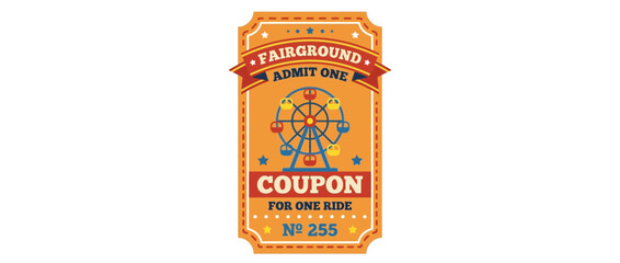 Obraz premium Fairground Coupon Admit One for One Ride Isolated Ferris Wheel