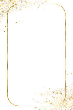 Watercolor Gold abstract grunge frame. Gold Foil Frame gold splatter frames glitter,Gold stroke on transparent background. Elegant gold sparkle gold wave background with soft festive light particles.