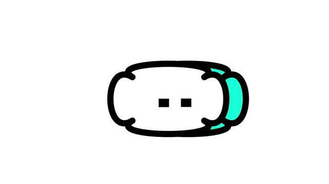 Abstract capsule or pill icon with thick black wavy edges, two small squares, and a cyan color shift effect, suitable for futuristic design elements.