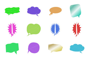 Set of colorful speech bubbles and thought balloons in various shapes and styles for communication...