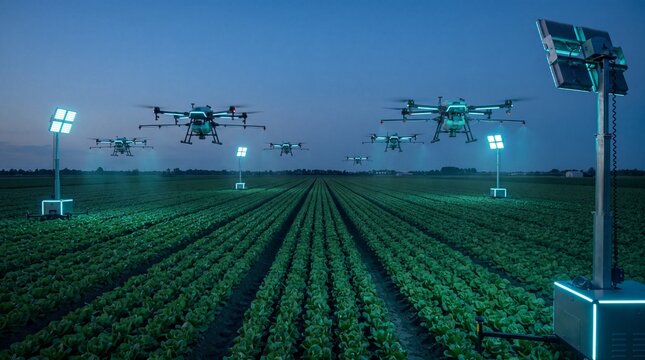 Autonomous Drone Swarm Flying Over Precision Farming Field