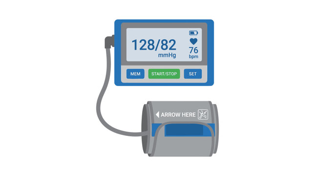 Digital Blood Pressure Monitor Isolated Transparent Background Medical Device