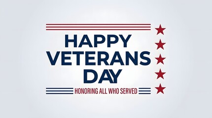 Obraz premium Happy veterans day banner with red stars and patriotic stripes blue