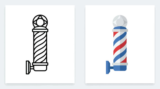 Traditional barber pole icon and symbol