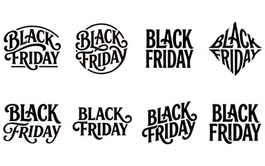 Fototapeta premium Black friday typography variations presented as dark silhouettes on a black background blackfriday sale discount