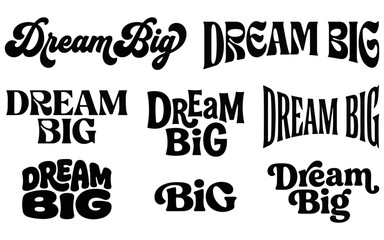 Obraz premium Calligraphic typography reading dream big appears as a dark silhouette against a black background calligraphy