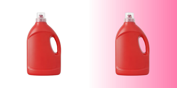 Red laundry detergent bottle isolated on transparent background