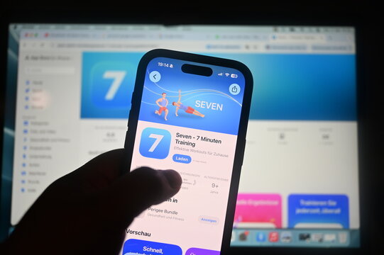 Germany - August 8,2026: Seven minute sport App on phone