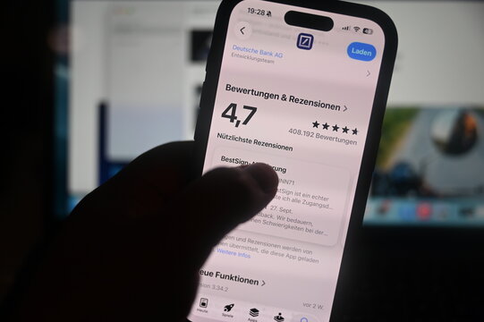 Germany - August 2,2026: Reviews on the banking app